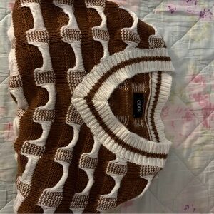 Cider Chocolate and Ivory Knit Top
